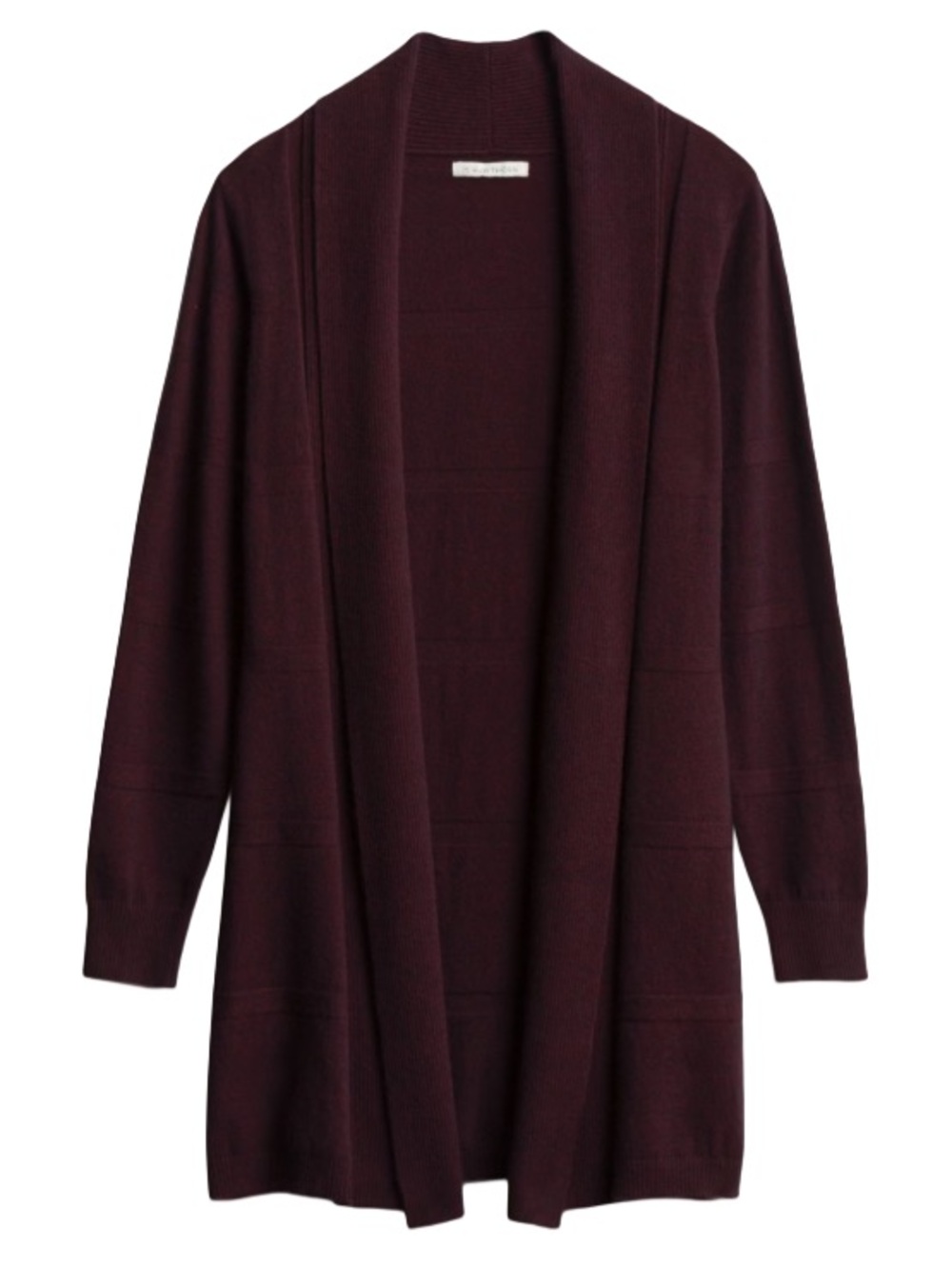 41 Hawthorn Open-Front Dark Purple Plaid Stitch Back Cardigan